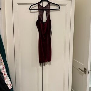 Deep Red Velvet and Lace Dress mini